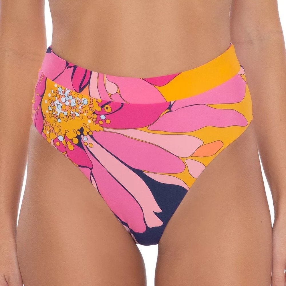 Trina Turk Breeze Printed High-Waist Bikini Bottoms Size 10